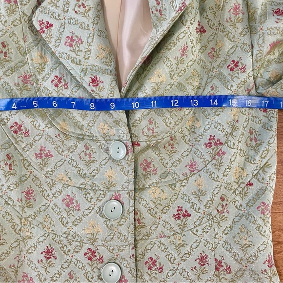 Vintage Light Academia Floral Tapestry Jacket 4 Seafoam Green - Picture 4 of 8